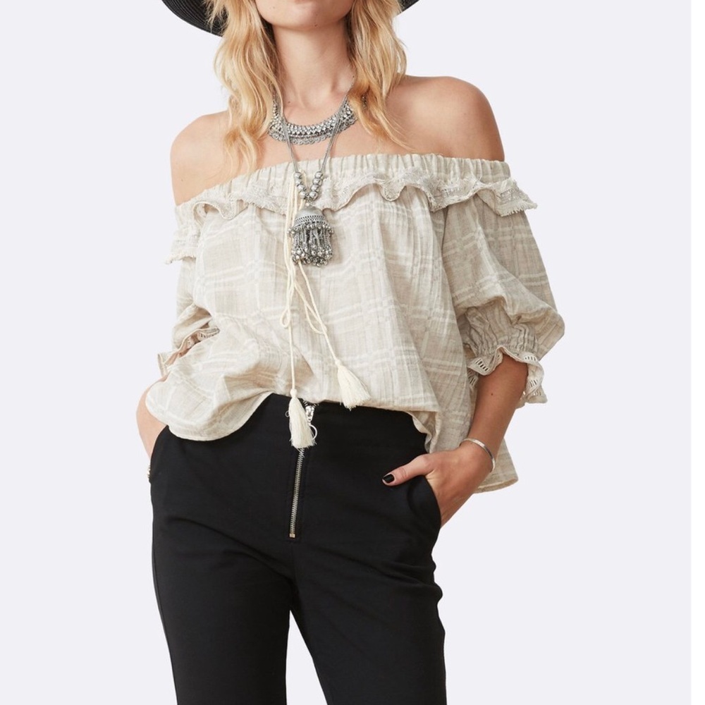 Stevie May Womens Willow Gingham Linen Blend Top